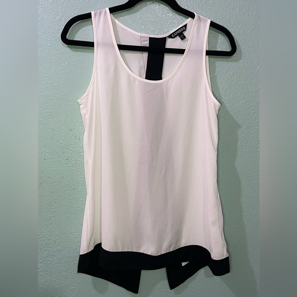 Express Elegant White and Black Tank Top